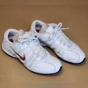 Nike Sideline Athletic Shoes Sz 8 White Leather Uniform 317955162 (S-125)